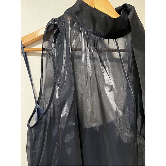 Staud Women's Midnight Black Sheer Overlay Sleeveless Albee Dress Large Elegant - Picture 6 of 10